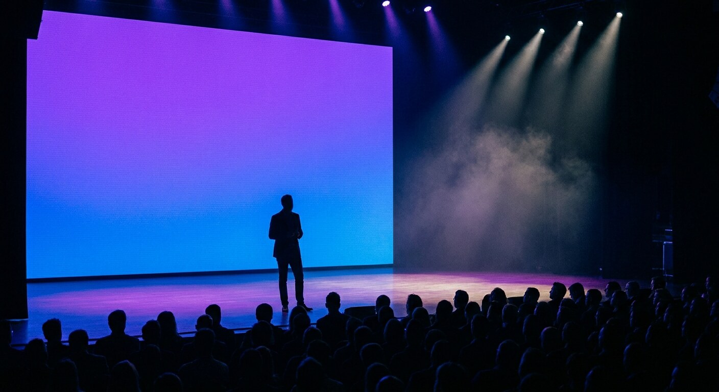 A founder presenting on the Raise Next stage to a seated audience
